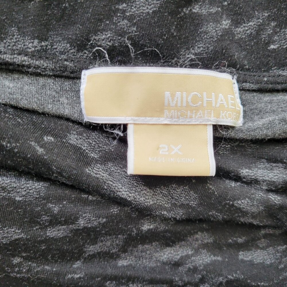 Michael Kors 2X Plus Size Top Black Watercolor Knit Boat Neck 3/4 Sleeve BLA159E - Picture 6 of 8